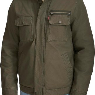 Mens Washed Cotton Military Jacket (Regular & Big & Tall Sizes)