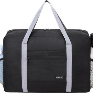 Personal Item Bag for Airlines - Foldable Travel Bag 18x14x8 Small Duffle Bag for Spirit Frontier Weekender Overnight - Black